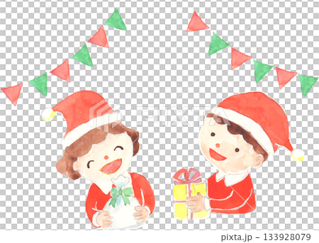 クリスマスパーティーをする子どものイラスト ベクター クリスマスパーティーをする子どものイラスト ベクター 133928079