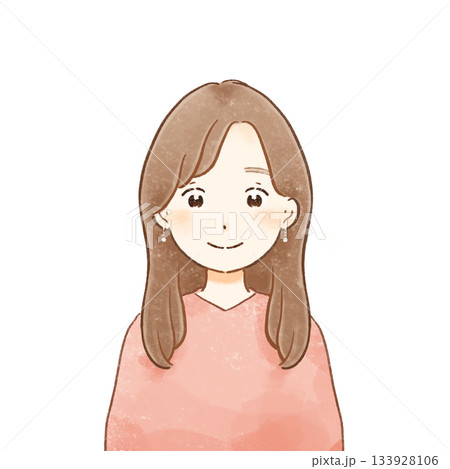 色鉛筆タッチの優しい大人ミニキャラ(女性・ほほえみ)あたたかく柔らかい手描きイラスト 色鉛筆タッチの優しい大人ミニキャラ(女性・ほほえみ)あたたかく柔らかい手描きイラスト 133928106