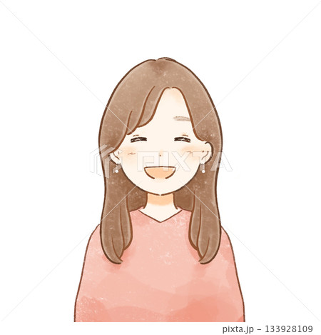 色鉛筆タッチの優しい大人ミニキャラ(女性・にっこり満面の笑顔)あたたかく柔らかい手描きイラスト 色鉛筆タッチの優しい大人ミニキャラ(女性・にっこり満面の笑顔)あたたかく柔らかい手描きイラスト 133928109