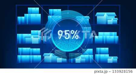 Industrial AI Inventory Management Technology Background with Smart Warehouse Automation, Data Processing System for Stock Counting, Logistics Distribution Center Optimization and Intelligent Storage Industrial AI Inventory Management Technology Background with Smart Warehouse Automation, Data Processing System for Stock Counting, Logistics Distribution Center Optimization and Intelligent Storage 133928156