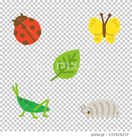 Cute insect icon set, hand-drawn pastel, cute illustrations for kids 133928237