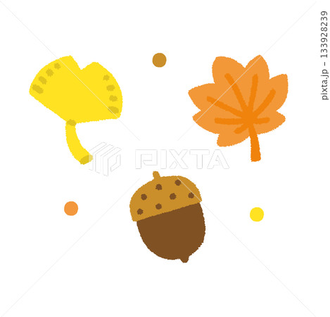 秋のアイコンセット イチョウ 紅葉 どんぐり 手書き 子供向け かわいい イラスト 秋のアイコンセット イチョウ 紅葉 どんぐり 手書き 子供向け かわいい イラスト 133928239