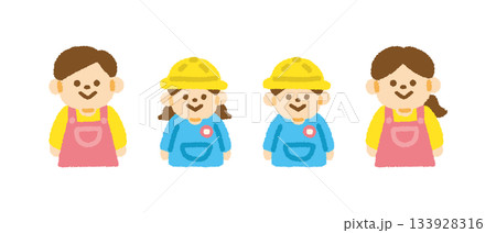 幼稚園 先生 園児  かわいい アイコン セット 手書き イラスト シンプル 133928316