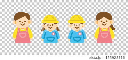 幼稚園 先生 園児  かわいい アイコン セット 手書き イラスト シンプル 133928316