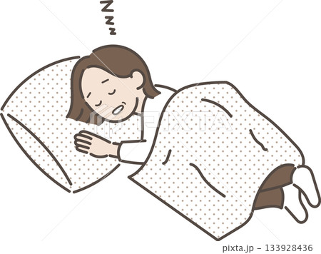 昼寝をする40代女性のイラスト 133928436