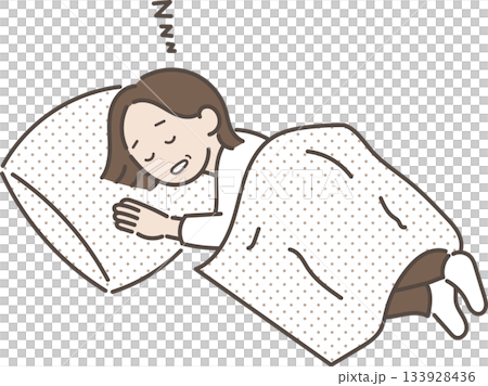 昼寝をする40代女性のイラスト 133928436