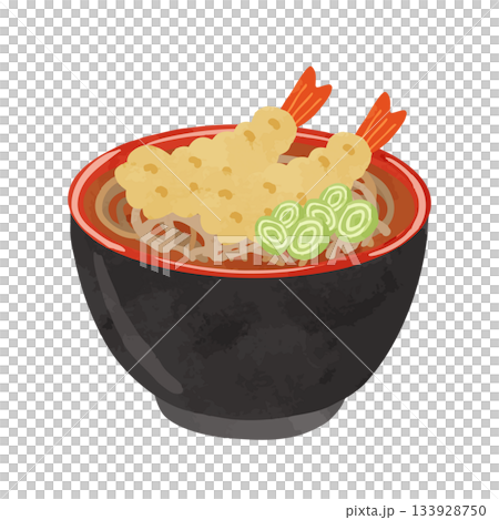 蝦天婦羅蕎麥麵水彩手繪圖向量圖 蝦天婦羅蕎麥麵水彩手繪圖向量圖 133928750