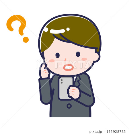 スマートフォンを使う「会社員」の男性 スマートフォンを使う「会社員」の男性 133928783