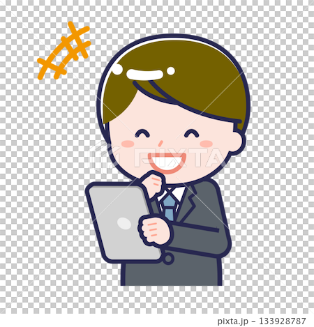 男性「上班族」正在使用平板電腦 133928787