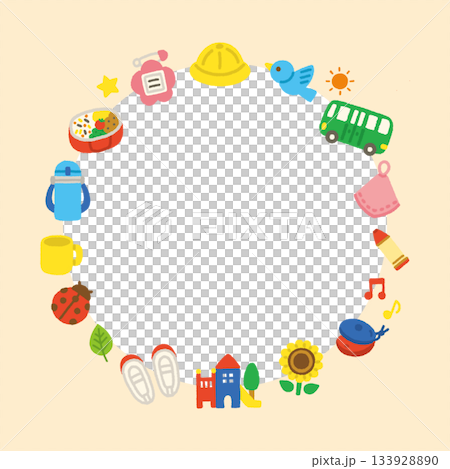 幼稚園向け かわいい フレーム 円形 手書き パステル 背景 イラスト 幼稚園向け かわいい フレーム 円形 手書き パステル 背景 イラスト 133928890