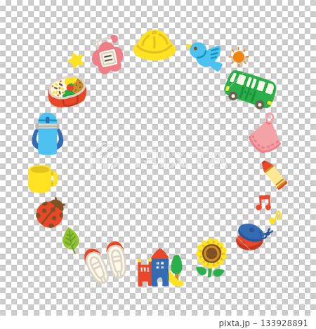 幼稚園・保育園 フレーム 円形 手書き パステル 背景 イラスト 幼稚園・保育園 フレーム 円形 手書き パステル 背景 イラスト 133928891