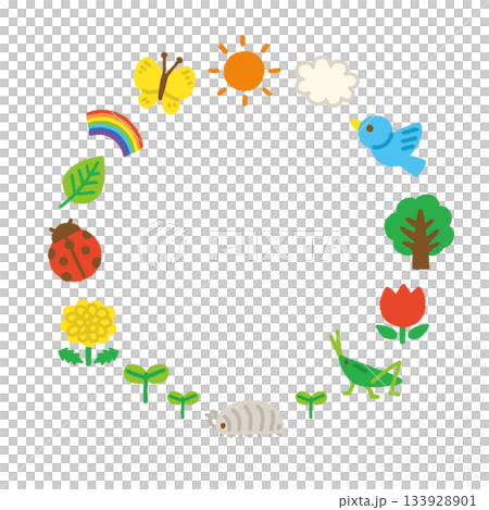 Creature frame nature circular handwritten pastel cute background illustration Creature frame nature circular handwritten pastel cute background illustration 133928901