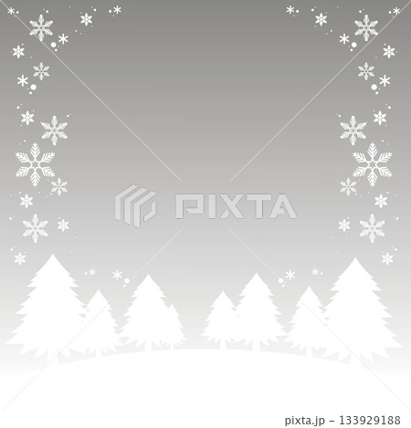 銀色と雪の結晶のクリスマスフレーム　コピースペース　背景 133929188