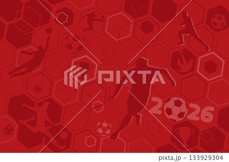 Soccer cup red background, football world championship 2026, vector illustration Soccer cup red background, football world championship 2026, vector illustration 133929304