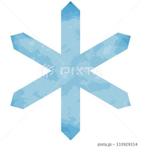 水彩の青い雪の結晶イラスト、冬のデコレーション 飾り　装飾　デザイン　素材 133929314