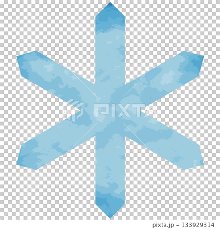 水彩の青い雪の結晶イラスト、冬のデコレーション 飾り　装飾　デザイン　素材 133929314