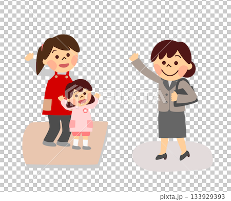 一位職業母親接送孩子上下幼兒園 133929393