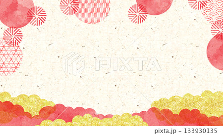 上品な和風背景。和柄を使った正月・お祝い事・和風広告に使える壁紙素材。 133930135