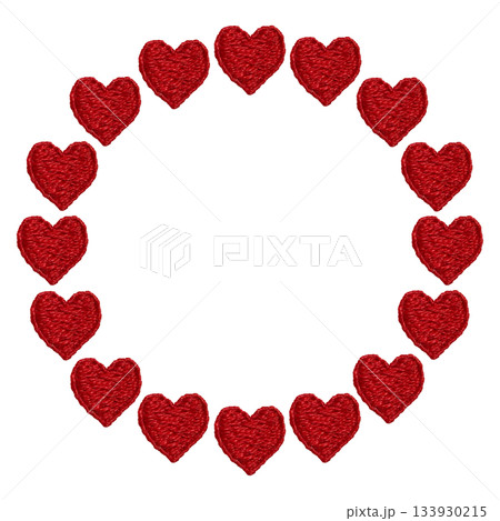 【ハートの丸フレーム】手刺繍イラスト素材 133930215