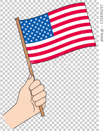 シンプルな国旗を持つ手　アメリカ 133930257