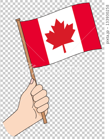 シンプルな国旗を持つ手　カナダ 133930258