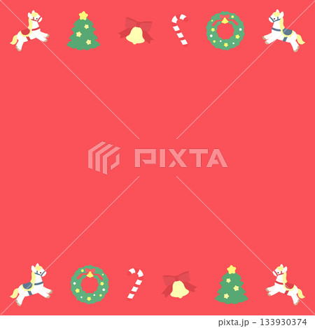 クリスマスモチーフのかわいいフレーム　赤 133930374