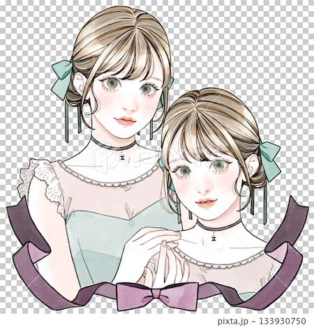 双子座_文字無×背景無_フチドリ有 133930750