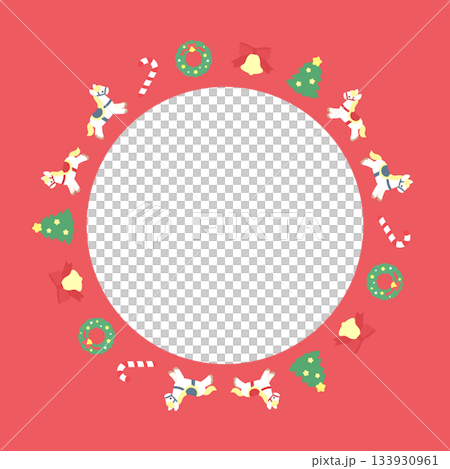 Cute round frame with Christmas motifs, red, transparent Cute round frame with Christmas motifs, red, transparent 133930961