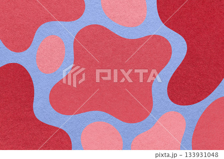 Abstract red, pink and blue background with amorphous shapes and spots, paper texture in flat organic design Abstract red, pink and blue background with amorphous shapes and spots, paper texture in flat organic design 133931048