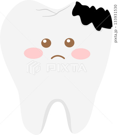 Cute decayed tooth cartoon illustration with facial expression 133931530