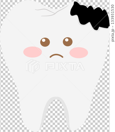 Cute decayed tooth cartoon illustration with facial expression 133931530