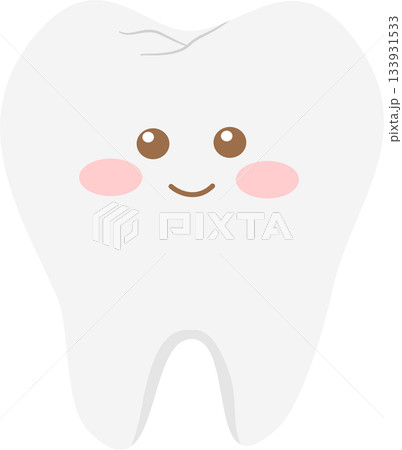 Cute white tooth cartoon illustration with adorable face Cute white tooth cartoon illustration with adorable face 133931533