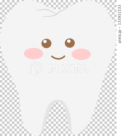 Cute white tooth cartoon illustration with adorable face Cute white tooth cartoon illustration with adorable face 133931533