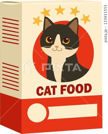 pet food packaging featuring cute cat graphic and editable product box template for marketing use pet food packaging featuring cute cat graphic and editable product box template for marketing use 133931555
