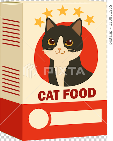 pet food packaging featuring cute cat graphic and editable product box template for marketing use pet food packaging featuring cute cat graphic and editable product box template for marketing use 133931555