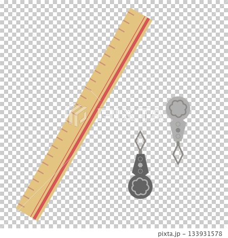 穿線器和尺子縫紉工具插圖套裝 穿線器和尺子縫紉工具插圖套裝 133931578