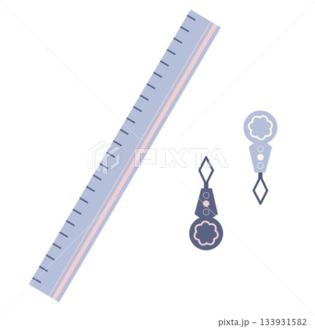 糸通しと物差しの裁縫道具イラストセット 糸通しと物差しの裁縫道具イラストセット 133931582