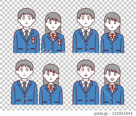 いろいな表情をする高校生 133931643