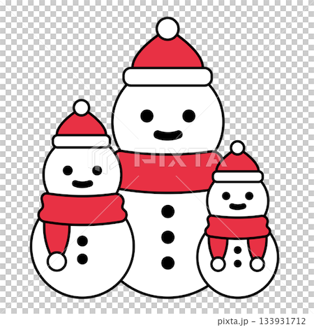 三個戴著紅色圍巾的雪人 133931712