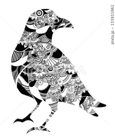 ペン画　カラス 133931961