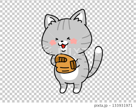 野球やろうぜ！野球がやりたい猫ちゃん 133931971