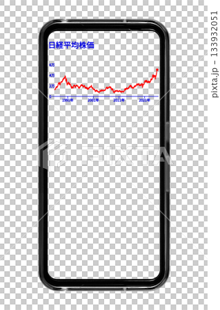 一張智慧型手機螢幕圖片，背景透明，顯示長期股票價格趨勢：透明背景摳圖 133932051