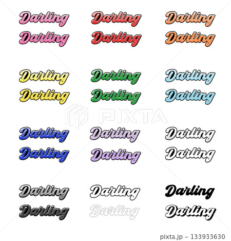 カラフルな「Darling」のポップな文字イラスト、高解像度350dpi、推し活に 133933630