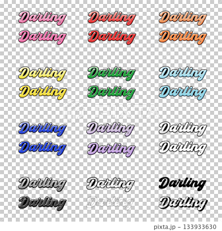 カラフルな「Darling」のポップな文字イラスト、高解像度350dpi、推し活に 133933630