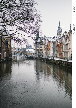 The outdoors in Ghent during the winter. The outdoors in Ghent during the winter. 133933680