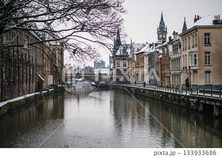 The outdoors in Ghent during the winter. The outdoors in Ghent during the winter. 133933686