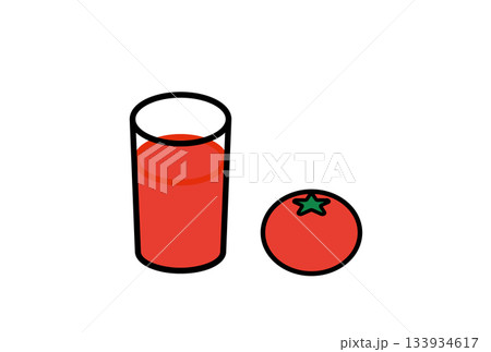トマトジュースとトマト1個のイラスト トマトジュースとトマト1個のイラスト 133934617