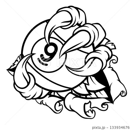 Claw Hand and 9 Ball Nine Ball Pool Cartoon Mascot Claw Hand and 9 Ball Nine Ball Pool Cartoon Mascot 133934676