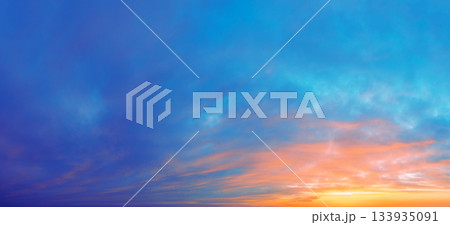Colorful cloudy sky at sunset. Gradient color. Sky texture. Abstract nature background 133935091