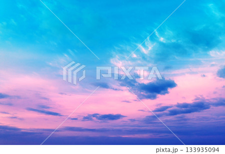 Colorful cloudy sky at sunset. Gradient color. Sky texture. Abstract nature background Colorful cloudy sky at sunset. Gradient color. Sky texture. Abstract nature background 133935094